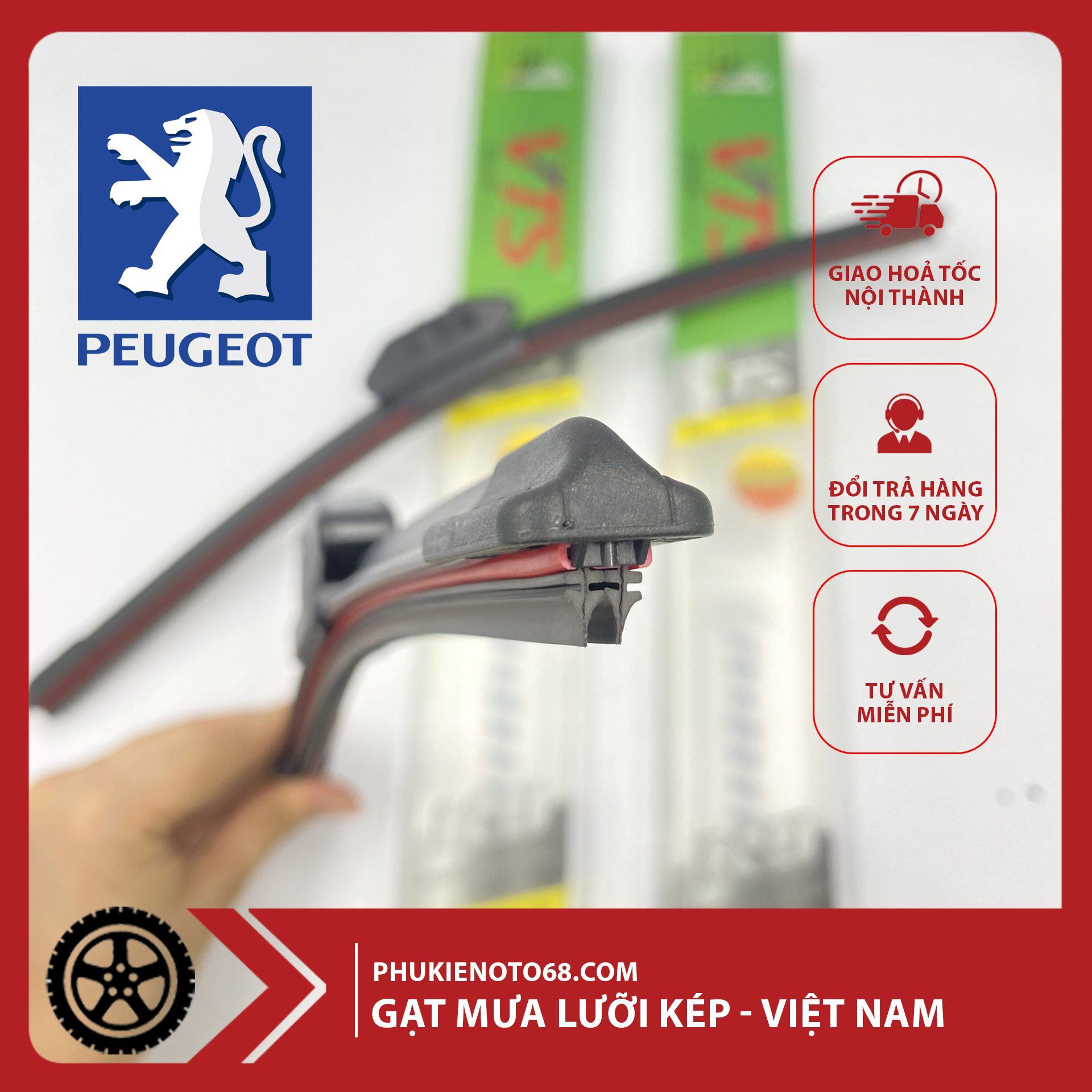 Gạt mưa lưỡi kép - Peugeot Gat mua luoi kep Peugeot