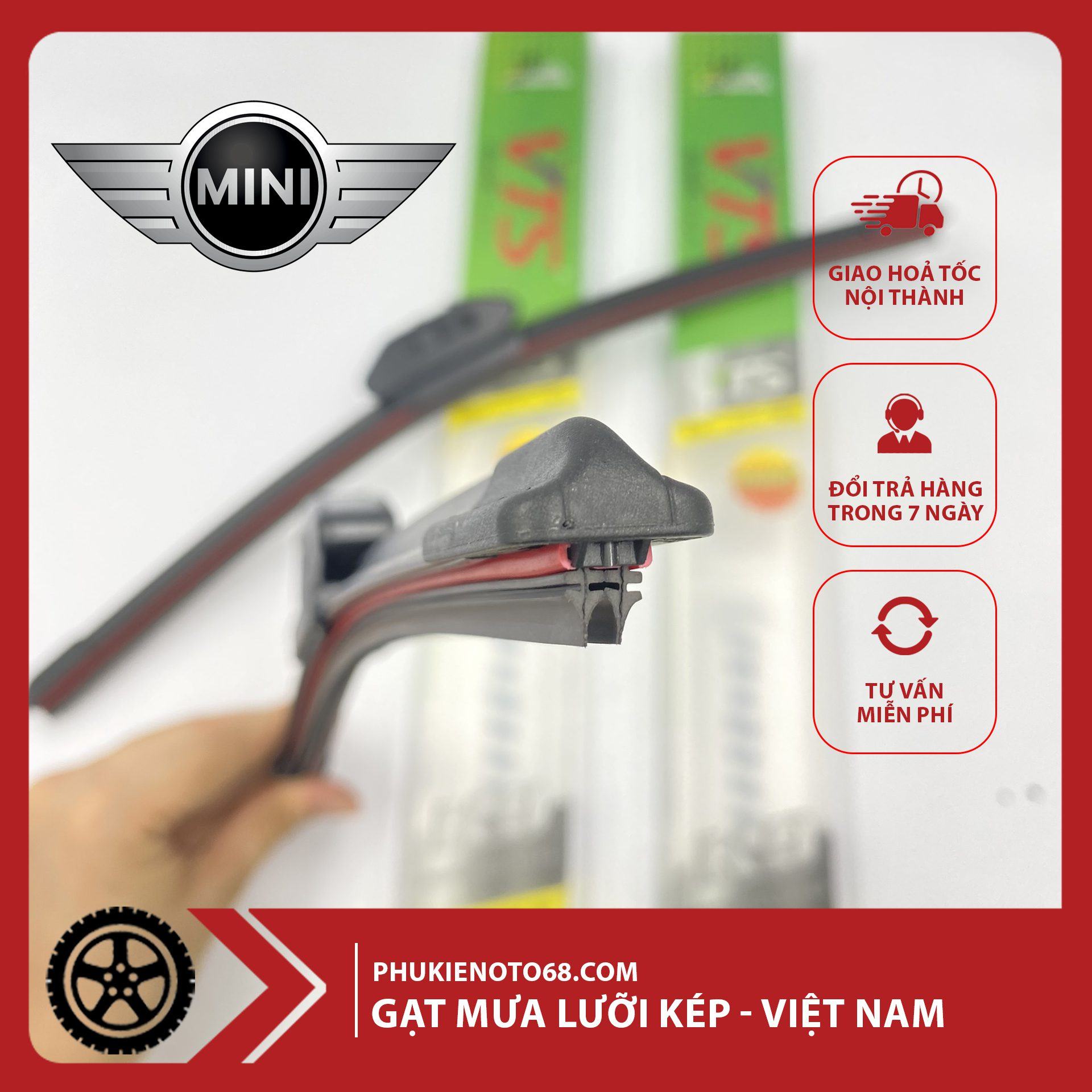 Gạt mưa lưỡi kép - mini Gat mua luoi kep mini